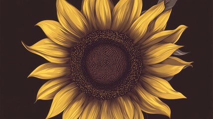 Fototapeta premium Majestic Sunflower Illustration: A Detailed Floral Design