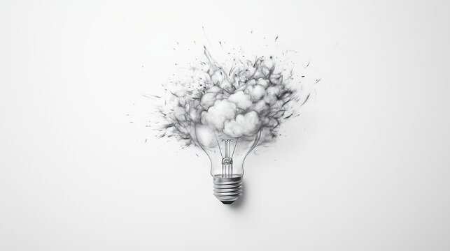 Brainstorming Burst: An abstract sketch of a lightbulb exploding with interconnected ideas, symbolizing innovation, creativity, and the power of thought.