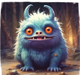 Obraz premium Illustration of fluffy and cute small monster.