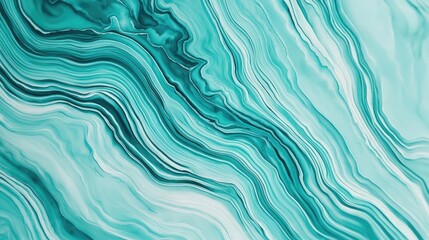 Obraz premium Marble watercolor idea. Fluid abstract art with turquoise and white waves creating a soothing visual effect.