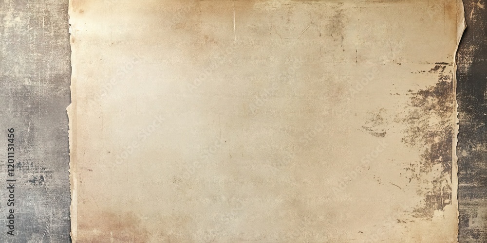 Poster Old vintage photo print on weathered grey background with a textured edge, featuring beige tones and ample negative space for text or imagery.