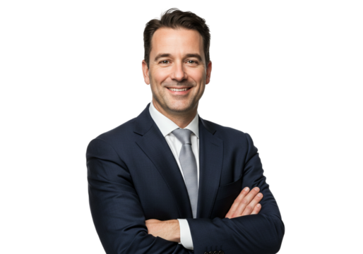 Confident Businessman Portrait Studio Shot Professional Executive Success tie suit happy style      