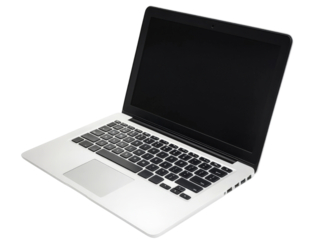Open laptop isolate on transparent background, PNG file