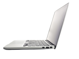 Open laptop isolate on transparent background, PNG file