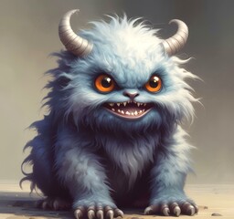 Fototapeta premium Illustration of fluffy and cute small monster.
