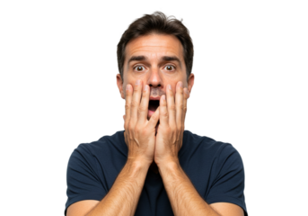 Astonished Man Shocked Expression Face Portrait Studio Shot Awe Fear Male Eyes Human Adult Image    