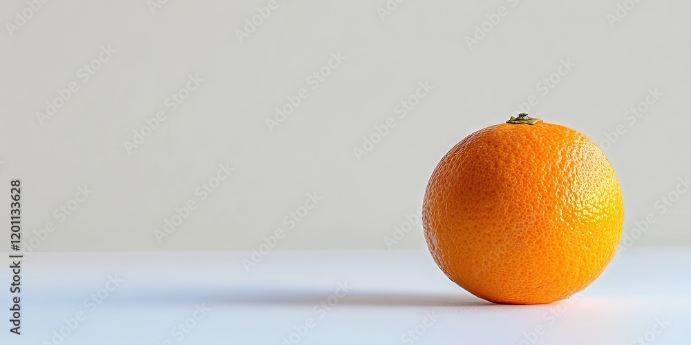 Poster fresh vibrant orange placed on a smooth white surface with soft shadows casting to the left showcasi