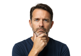 Thoughtful Mature Man Pensive Portrait Studio Shot Serious Male Face Blue Eyes Adult Black Image    