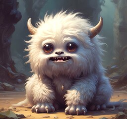 Obraz premium Illustration of fluffy and cute small monster.
