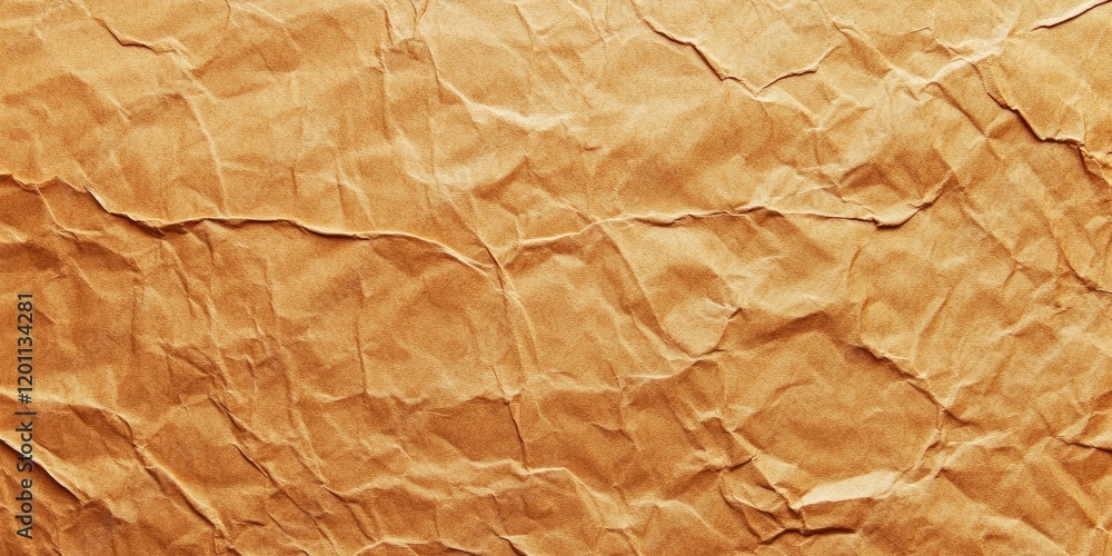 Poster textured orange-beige rough kraft paper backdrop with prominent creases suitable for mockups and amp