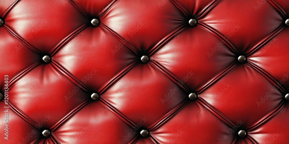 Poster red leather sofa texture with tufted pattern featuring glossy finish and black buttons against a smo