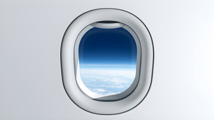 Fototapeta premium aircraft window front view isolated on white background. Generative AI