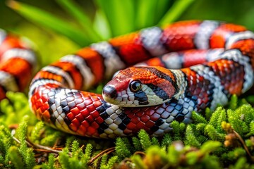 Guatemalan Milk Snake Portrait on Lush Green Grass - Urban Exploration Photography