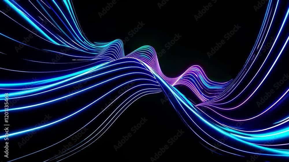 Poster vibrant neon waves create mesmerizing light patterns in an abstract visual display