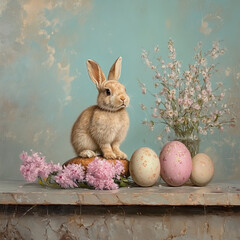 easter bunny and eggs