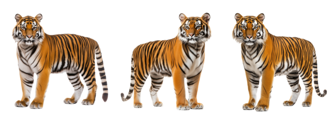 Tiger set isolated on transparent background. Generated AI