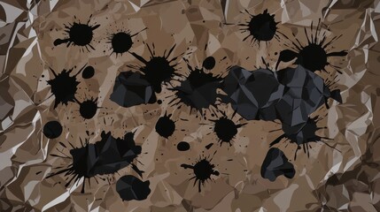 Abstract Ink Stains on Crinkled Paper: A Unique Graphic Design