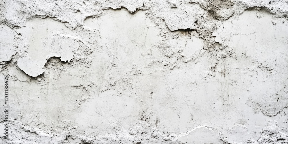 Aufkleber grungy white cement wall background showcasing aged textures with cracks and irregular patterns crea
