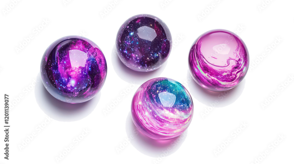 Poster collection of galaxy planets on transparent background generative ai