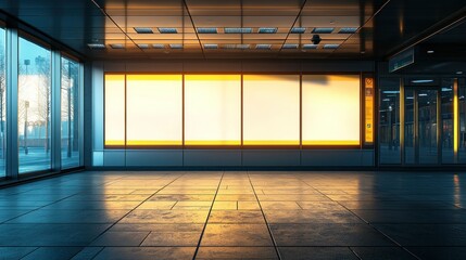 Subway station backlit ad space sunrise