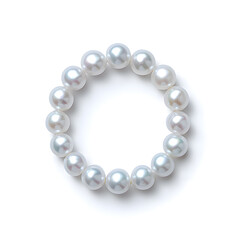 Obraz premium Top view natural pearl women bracelet or necklace, isolated on a white background