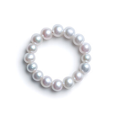 Obraz premium Top view natural pearl women bracelet or necklace, isolated on a white background