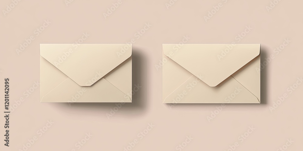 Poster lifelike beige envelope mockup featuring both front and rear views with a clear window positioned on