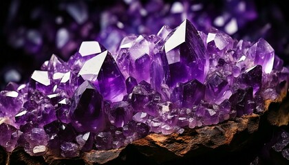 Fototapeta premium amethyst crystals on a black background