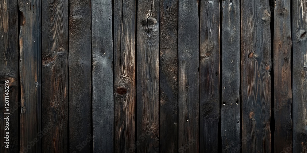 Poster dark wooden wall backdrop displaying weathered black and brown textures with natural patterns promin