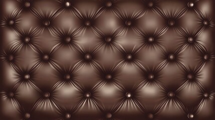 Fototapeta premium Dark Brown Leather Upholstery Pattern with Exquisite Button Tufting