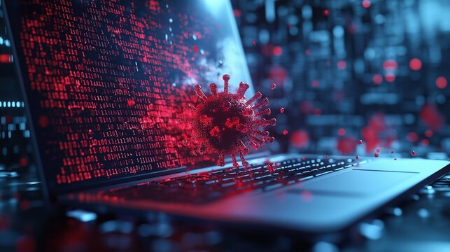 Cyber attack visualization on modern laptop design