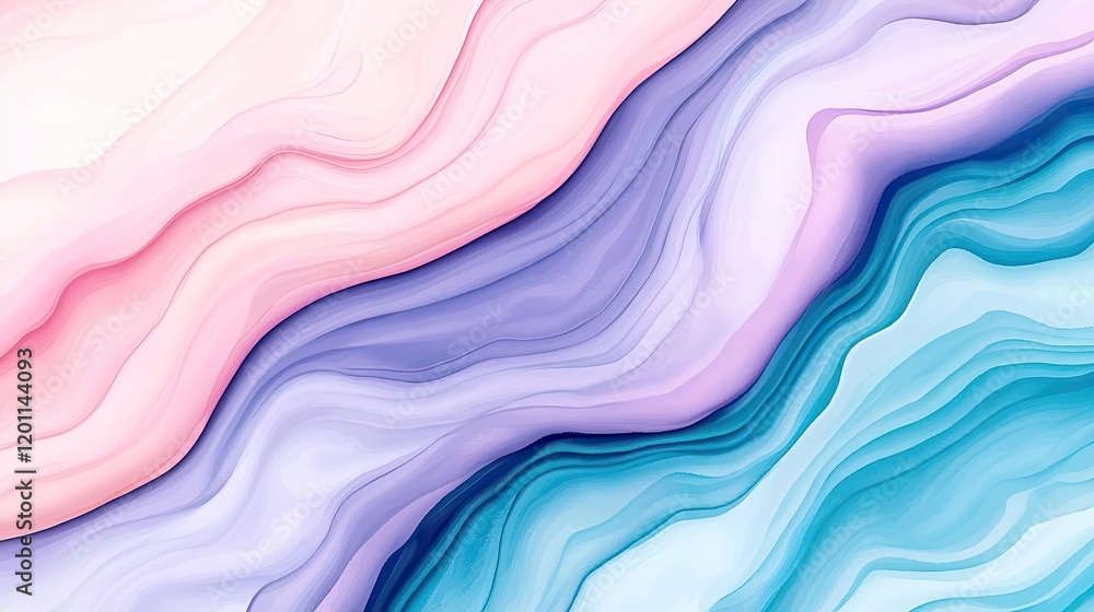 Poster marble watercolor idea. an abstract wavy pattern in soft pastel colors creates a serene and harmonio