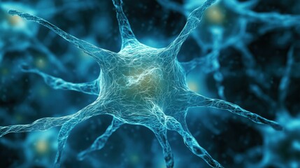 Microscopic view of interconnected neurons sending signals, forming complex neural network in the brain