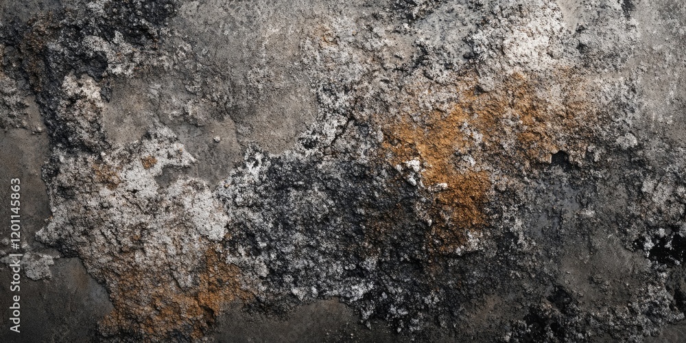 Poster abstract textured backdrop featuring a rough, gritty composition with gray, black, and rust-orange t