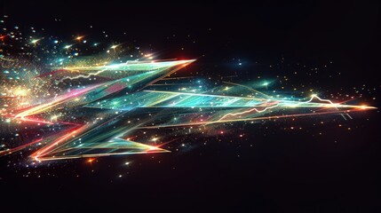 Abstract Energetic Lightning Bolt Digital Art