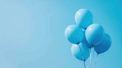 Bright blue balloons floating in serene atmosphere