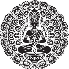 Black Color Diwali Silhouette Vector Illustration, Solid White Background