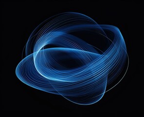Abstract blue light ring on a black background. blue glowing sound waves in a circle. sound effect vector illustration. headphone concept. atmosphere of futuristic technology.