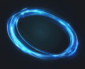 Abstract blue light ring on a black background. blue glowing sound waves in a circle. sound effect vector illustration. headphone concept. atmosphere of futuristic technology.