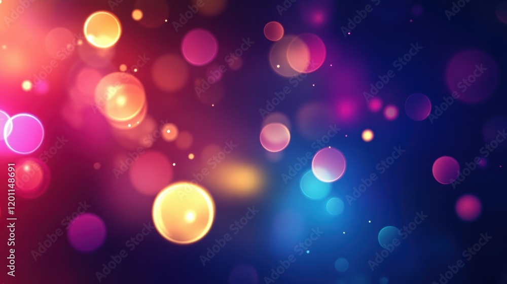 Poster colorful abstract background with bright bokeh lights creating a vibrant atmosphere at a nighttime e