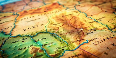 Naklejka premium Haut-Bassins Region Map: Documentary Photography of Rural Burkina Faso Landscape