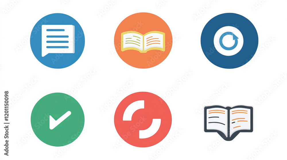 Poster information and instruction, guide and help, privacy policy and manual thin line icons. vector chat 