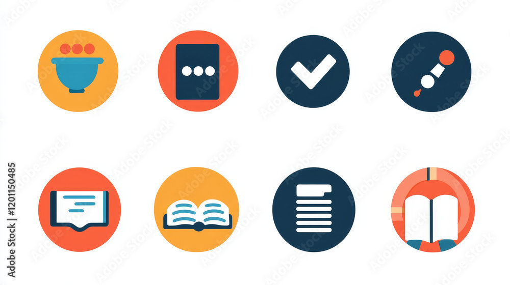 Poster information and instruction, guide and help, privacy policy and manual thin line icons. vector chat 