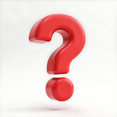 Red 3D question mark, isolated on a white background. Represents inquiries, questions, and uncertainty. Suitable for FAQs, help sections, and problem-solving contexts. Simple and clear design.

