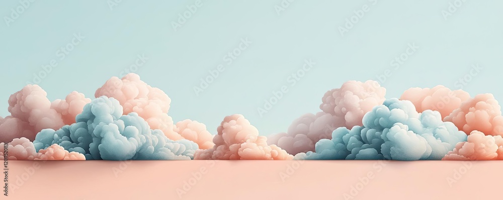 Poster cloudy watercolor idea. soft pastel clouds floating against a clear sky, creating a serene and tranq