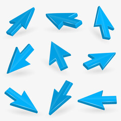 Stylized Blue Arrows Collection for Creative Use