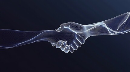 Naklejka premium A hand is shaking another hand in a black background