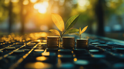 Abstract business Financial charts show a significant increase in profits in the stock market.This is driven by higher interest rates and continued growth. In the innovation world network of financial