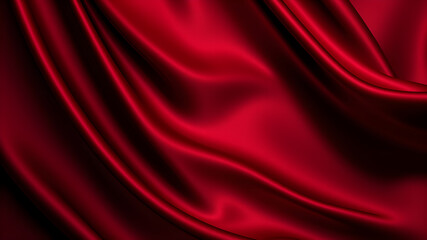 Fototapeta premium Black dark deep burgundy ruby cherry plum red abstract background. Silk satin velvet fabric. Elegant luxury rich. Curtain drapery fold line wave flow. Romance, Valentine, Birthday. Generative AI
