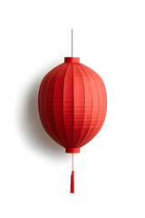 Obraz premium Red paper decorative lantern, isolated on white background. Asian, Chinese style